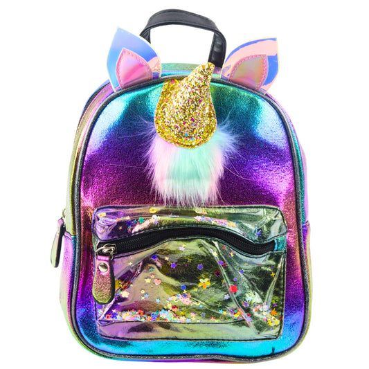 Children's Backpack with Unicorn Horn, Moving Confetti, Rainbow, 25 cm, 4.5 L - Carlat