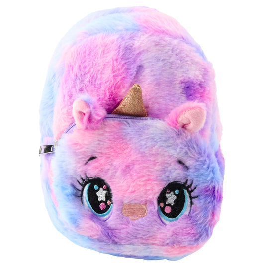 Children's Plush Unicorn Backpack, Pastel Blue and Pink, 20 cm, 3 L - Carlat