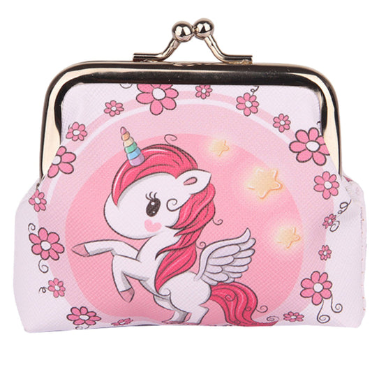 Children's Unicorn and Flowers Wallet with Metal Snap Closure, 10x9 cm - Carlat