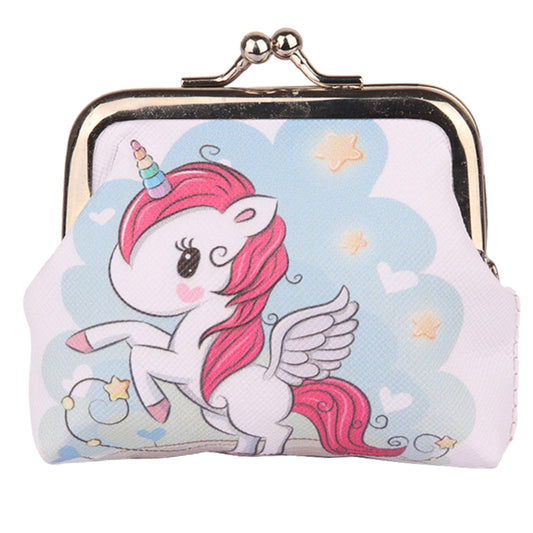 Children's Unicorn and Stars Wallet with Metal Snap Closure, 10x9 cm - Carlat