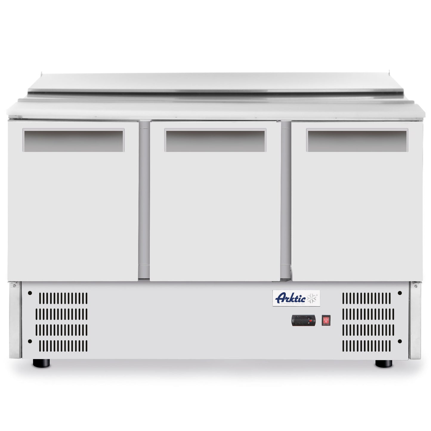 Commercial Refrigerators – 3-door salad refrigerated table with hinged cover - Carlat