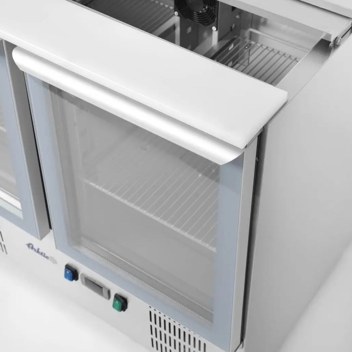 Commercial Refrigerators – Refrigerated salad table, 2-door, glass, with cover - Carlat