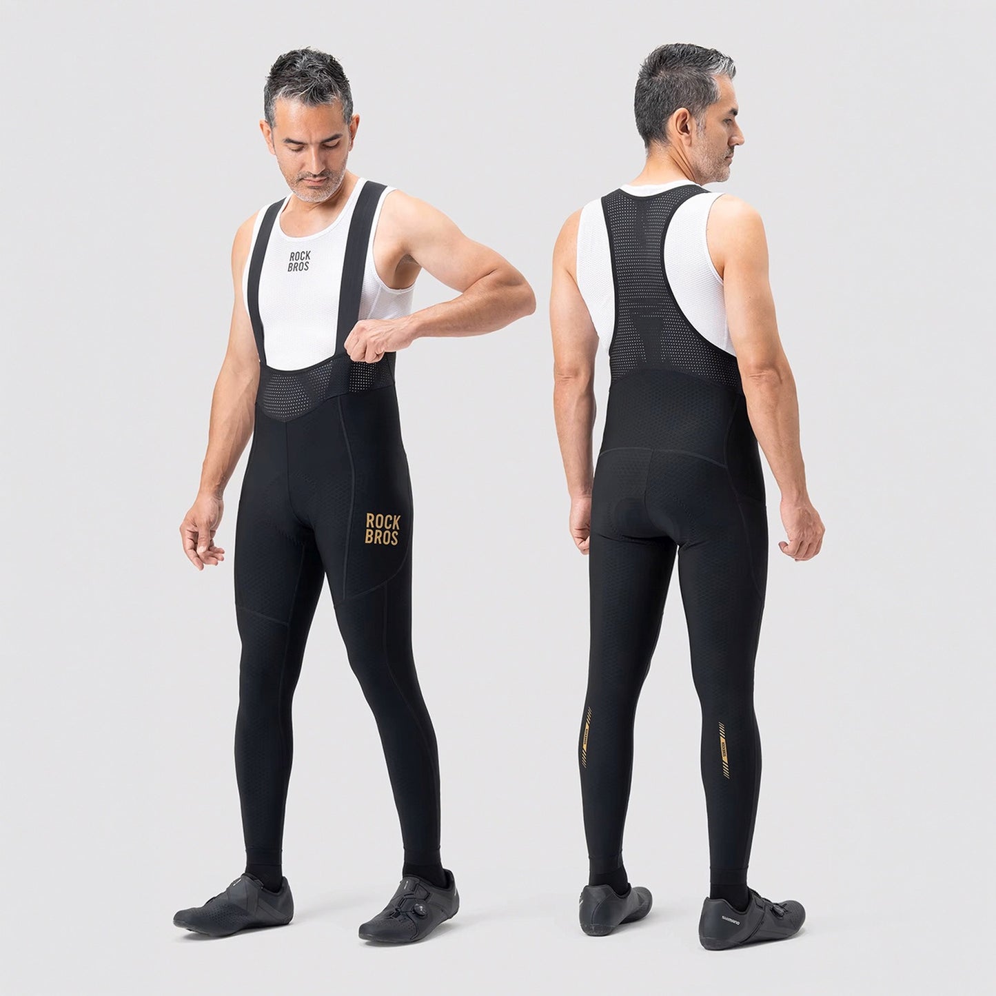 Cycling clothing – Long fleece cycling trousers with suspenders with - Carlat