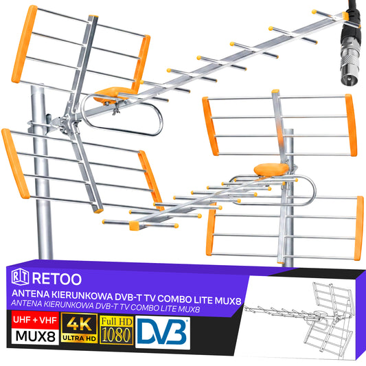 DVBT-2 Terrestrial TV Antenna, High-Gain Directional Outdoor Combo Mux8 4K LTE ER1240 - Carlat
