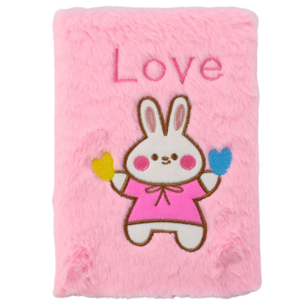 Diaries – Plush Lined Notebook with a Bunny and "Love" Inscription—Pink - Carlat