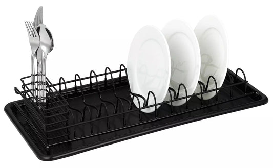 Dish rack, steel and plastic, 50.5 x 24.5 x 9.5 cm, black, Kinghoff - Carlat