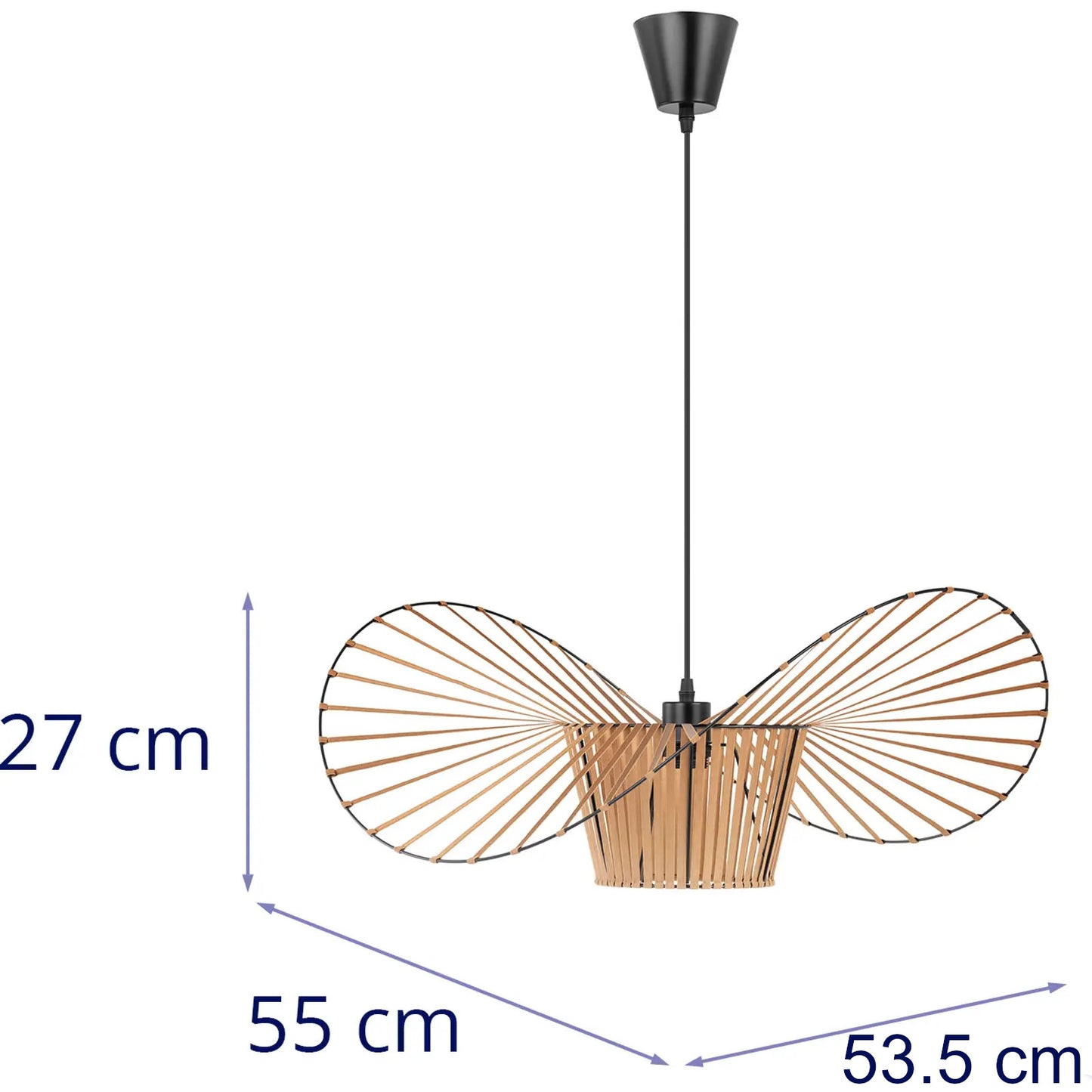 E27 1-point boho hanging ceiling lamp - hat - Carlat