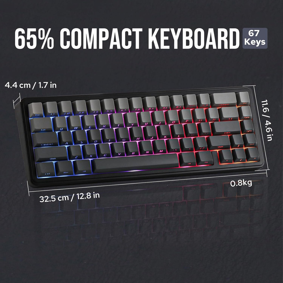 EPOMAKER x Aula F65 Mechanical Keyboard Wireless, Custom Gaming Keyboard Gasket with Hot-Swappable, RGB, Bluetooth/2.4GHz/Cable, Lubricated Linear Switches (Ombre Black, Reaper Switch) - Carlat