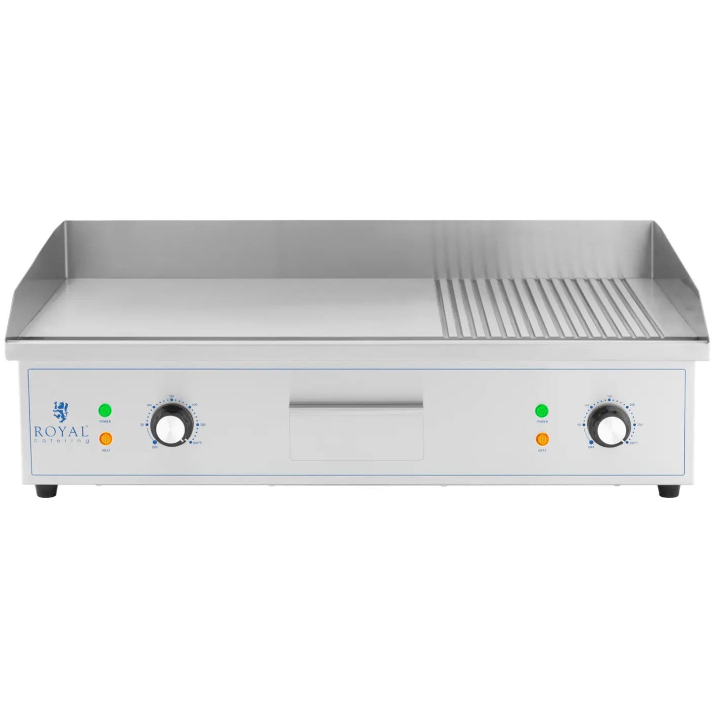 Electric grill, smooth, grooved grill plate, 727 x 420 mm, 4400 W - Carlat