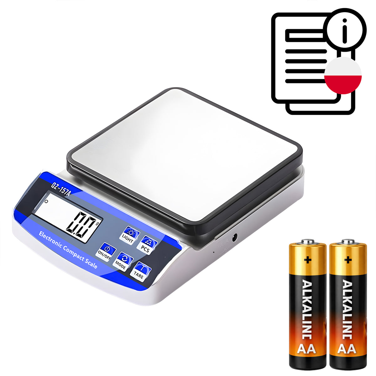 Electronic retail, kitchen, and foodservice scale with a capacity of 15 kg and a resolution of 1 g - Carlat