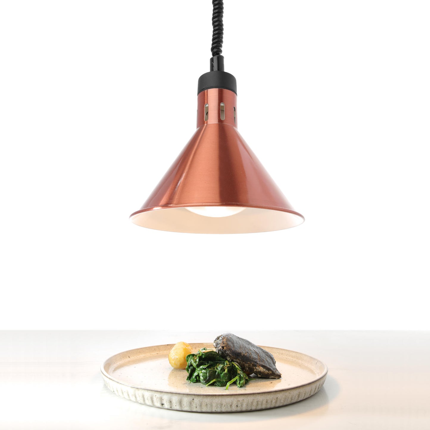 Food heating lamp - hanging conical copper 250W - Carlat