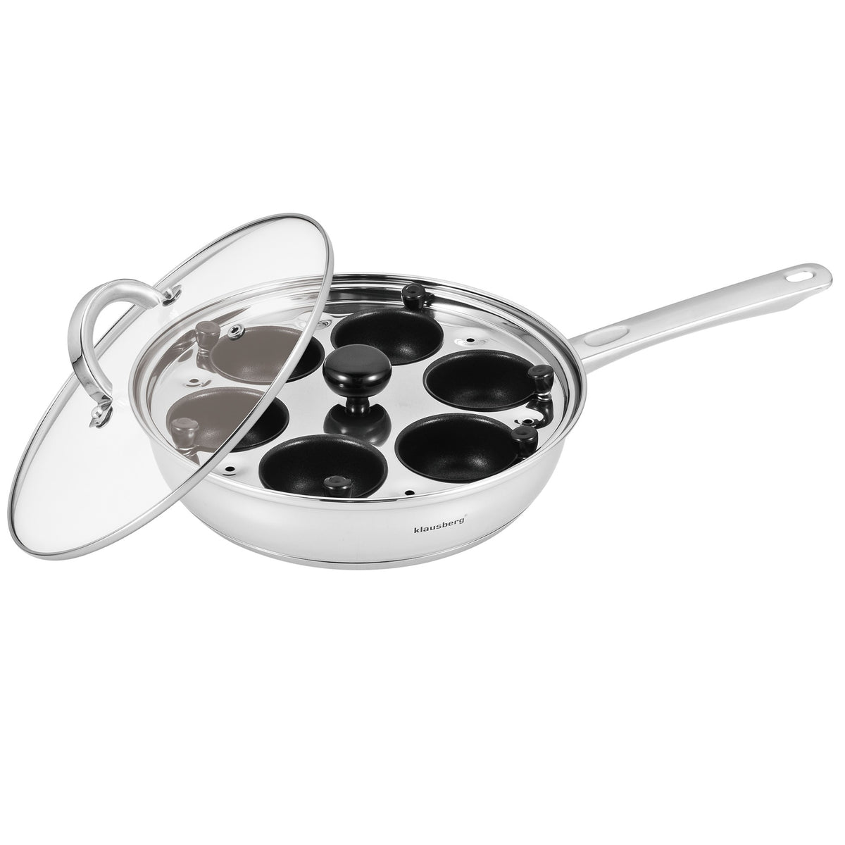 Frying pan with egg insert, glass lid, 20 cm diameter, Klausberg - Carlat