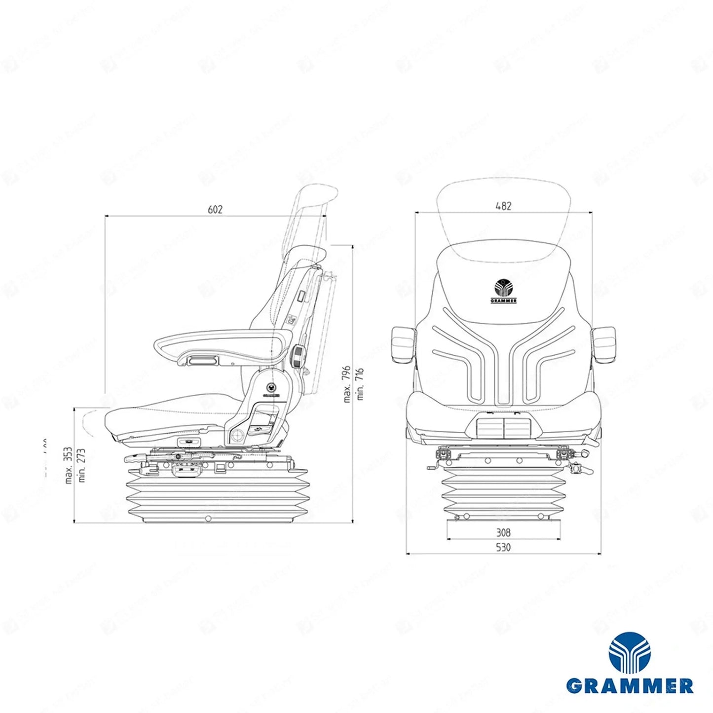 Grammer MSG95AL/73 forklift air suspension seat fabric - Grammer Vehicle Seat (image 2)