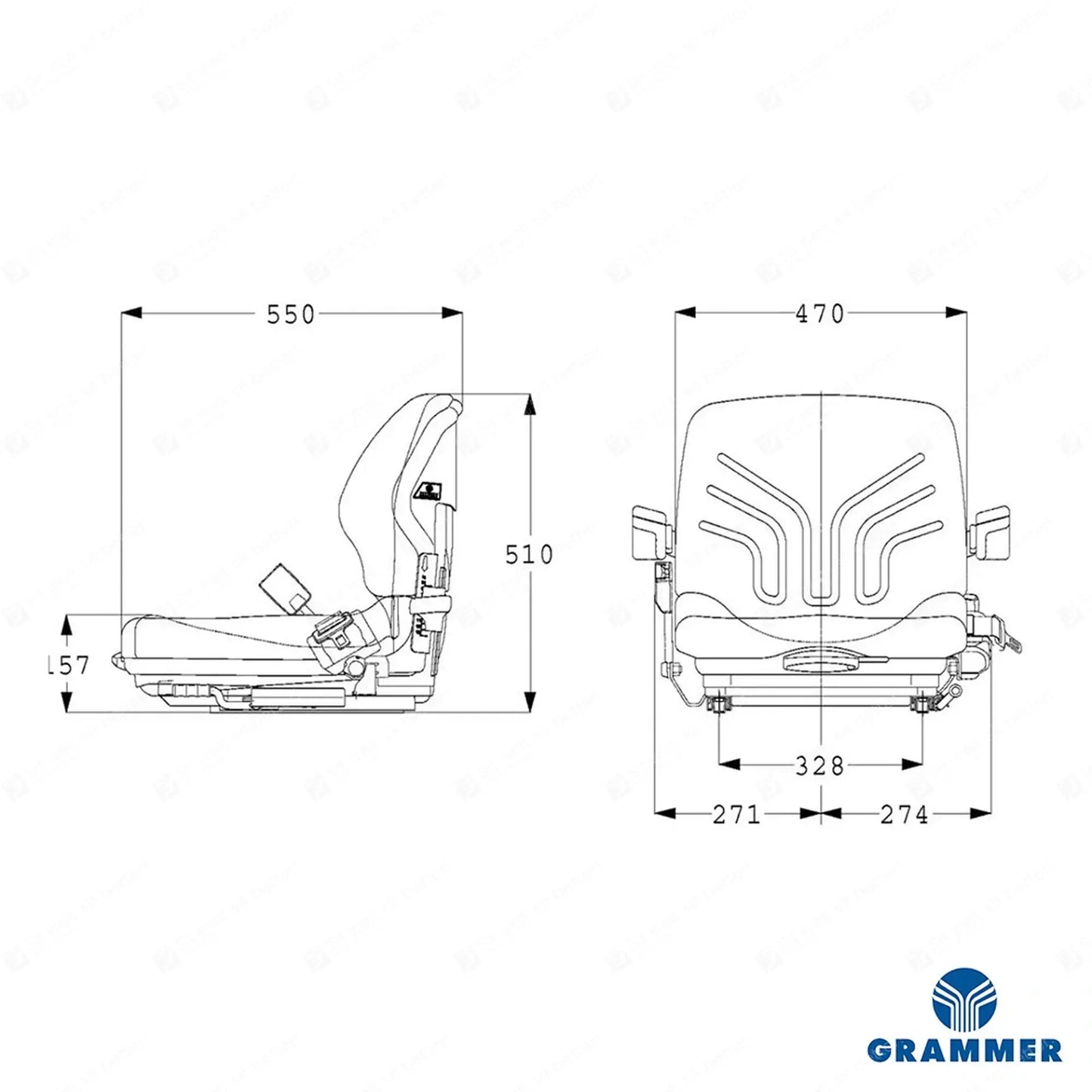 Grammer MSG20 forklift suspension seat fabric - Grammer Mechanical suspended seat (image 2)