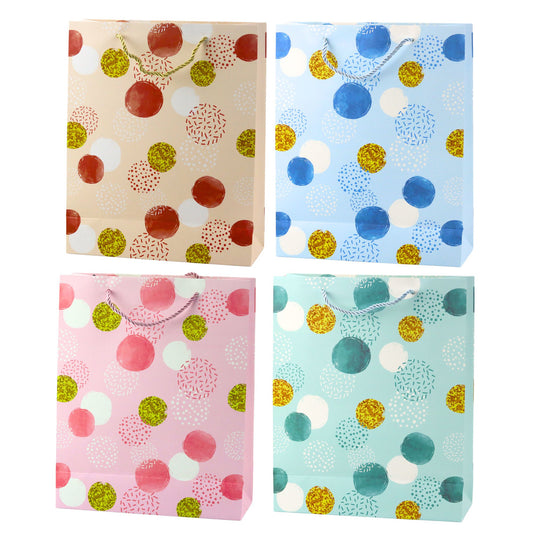 Gift Bag, Pastel Gold Dots Design, 32 × 26 × 10 cm - Carlat