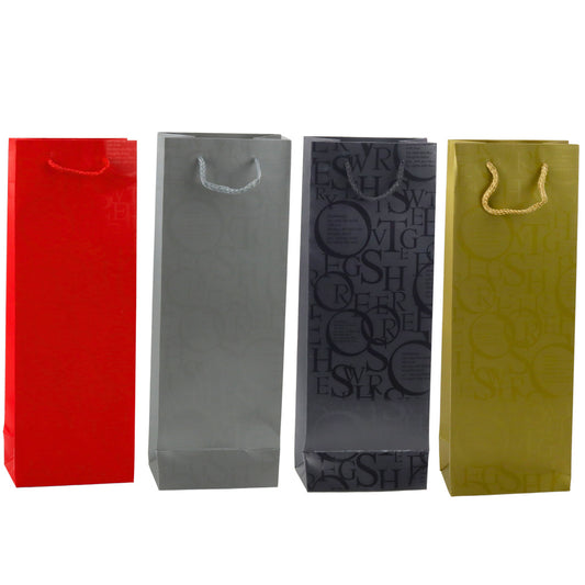 Gift Bag for a Bottle of Wine, Design with Text, 35 x 12 x 9 cm - Carlat