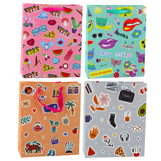 Gift Bag with Colorful Stickers and Stamps 32 x 26 x 12 cm - Carlat