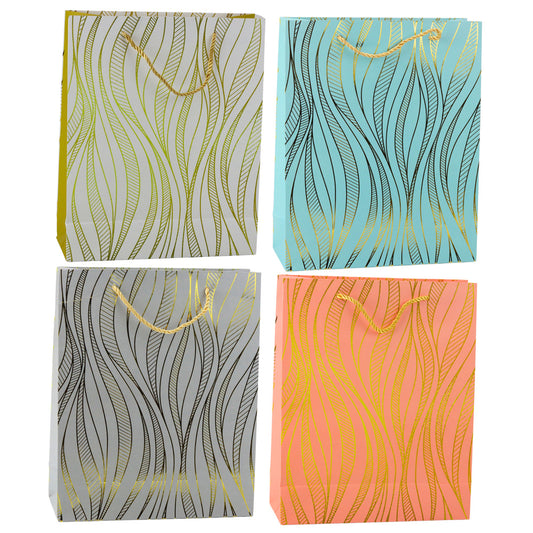 Gold Corrugated Paper Gift Bag, 32 x 26 x 12 cm - Carlat