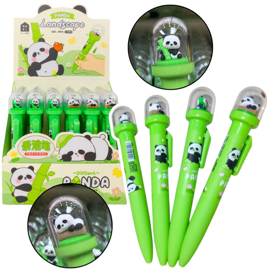 Green Panda Gel Pen in a Blue Cap, 0.5mm Ink - Carlat