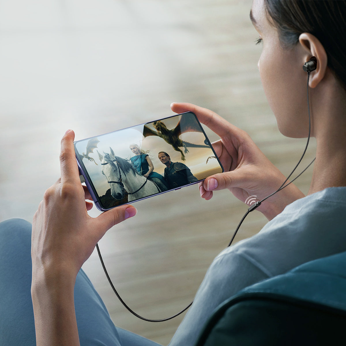 Headset USB-C JR-EC06 in-ear headphones, gray - Carlat