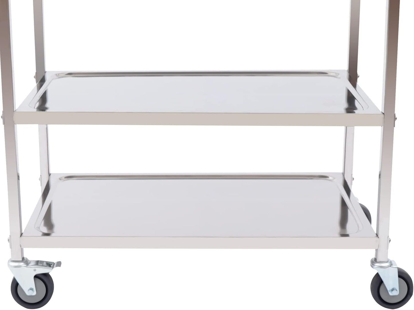 HongKKon Serving Trolley, 3 Tier Stainless Steel Service Trolley 85 x 45 x 90 cm Kitchen Trolley with 4 Universal Wheels & Brake, Food Trolley for Restaurants, Libraries, Kitchens, Living Rooms - Carlat