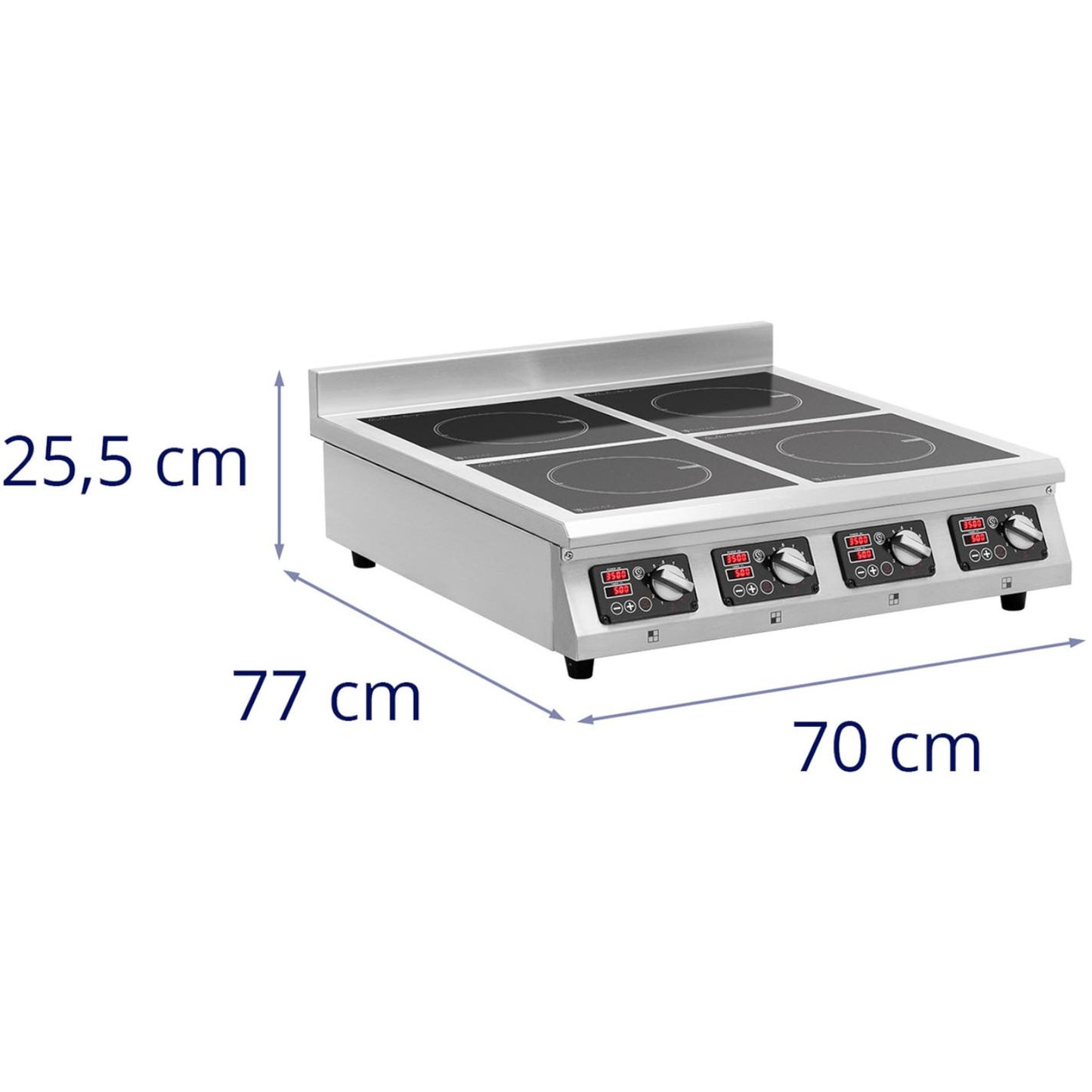 Inductive kitchen 4 burner adjustable timer 400 V 4 x 3500 W - Carlat