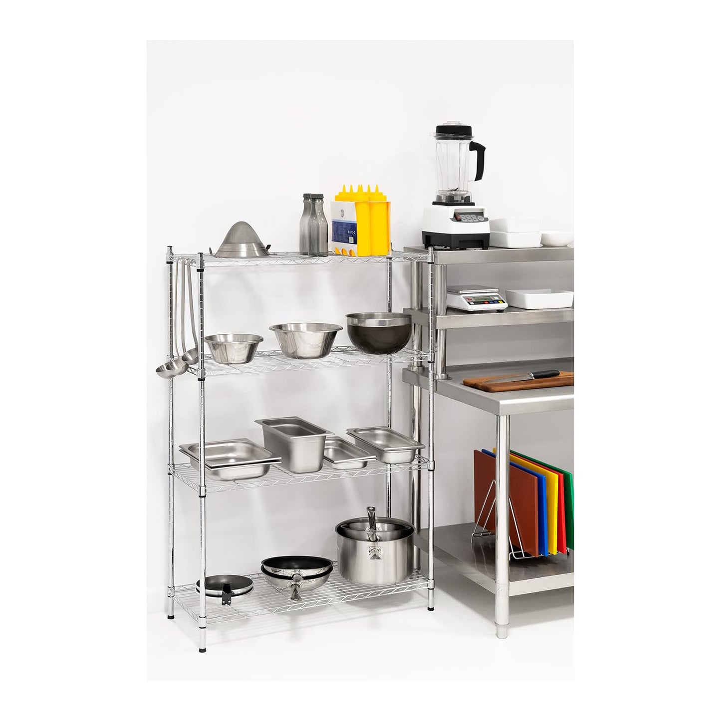 Industrial Shelving – Chrome-plated openwork wire warehouse shelf 137x90x35cm up - Carlat