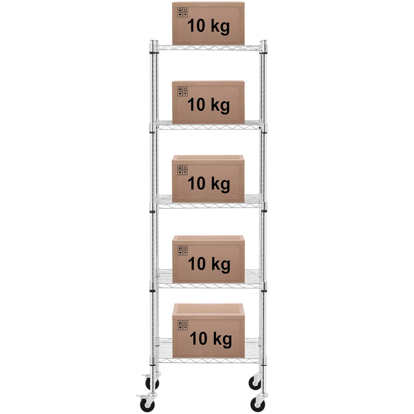 Industrial Shelving – Openwork wire warehouse shelf on wheels, 5 - Carlat