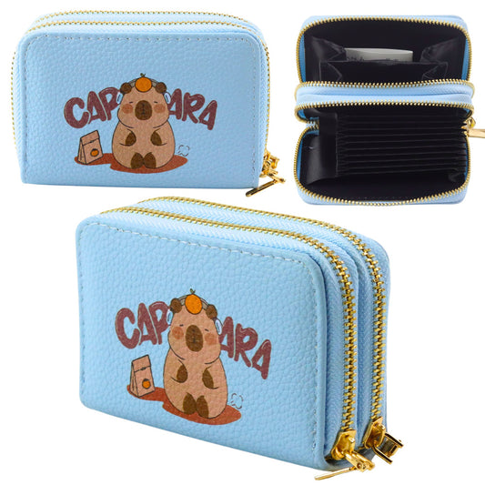 Kapibara Blue Two-Compartment Wallet with Card Slots, 12.5 x 8.5 cm - Carlat