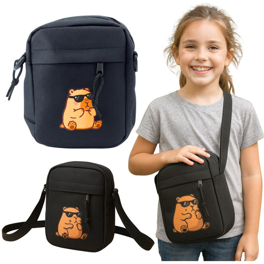 Kapibara Shoulder Pouch with Adjustable Strap, Black, 19.5 x 14 cm - Carlat