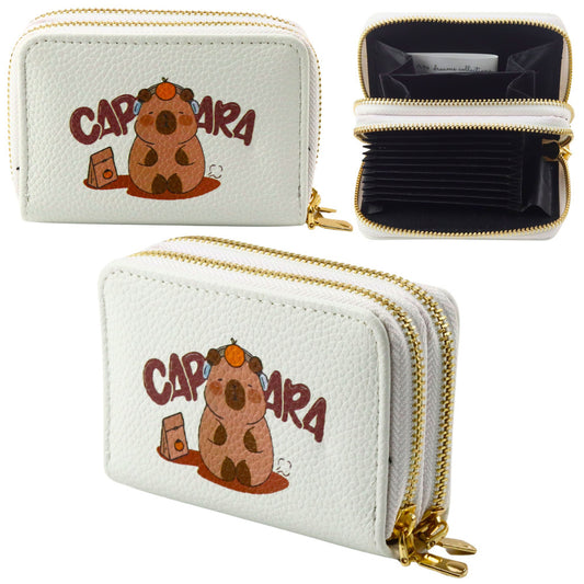 Kapibara White Two-Compartment Wallet with Card Slots, 12.5 x 8.5 cm - Carlat