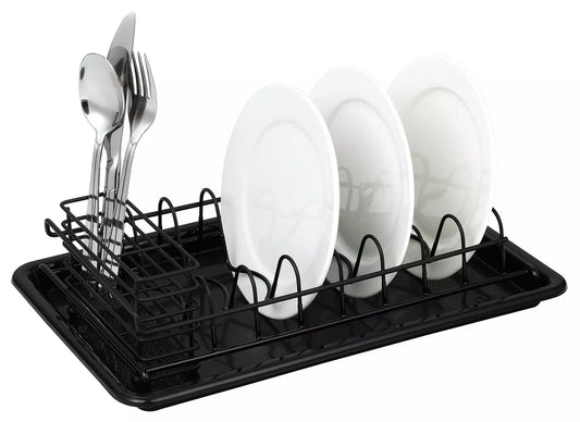Kitchen Accessories – Dish rack, steel and plastic, black, Kinghoff - Carlat