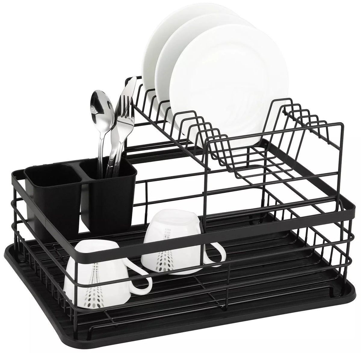 KINGHoff Kitchen Accessories – Dish rack, two-tier, steel and plastic, black, Kinghoff