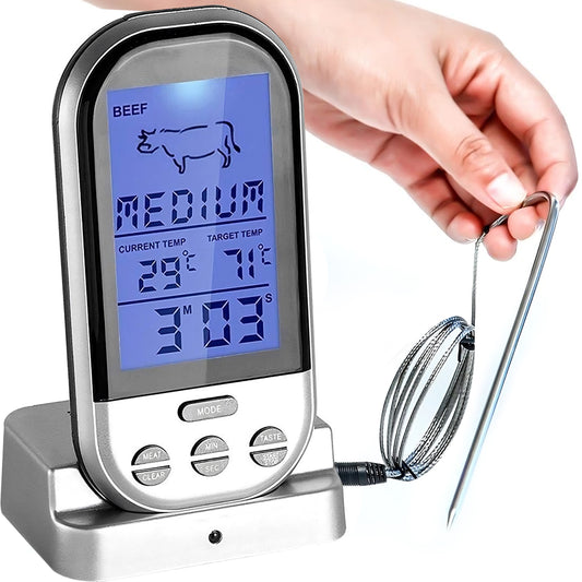 RTO Kitchen Accessories – Wireless LCD Thermometer for Grills and Home Smokers