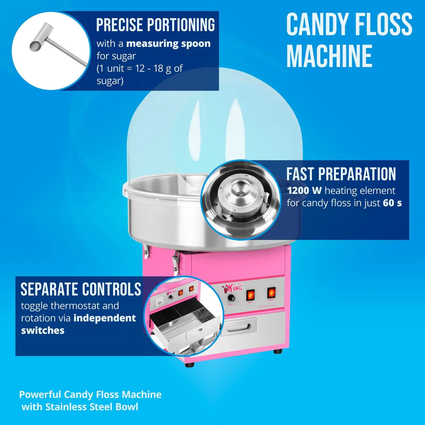Kitchen Appliances – Cotton candy machine with protective cover 52cm - Carlat