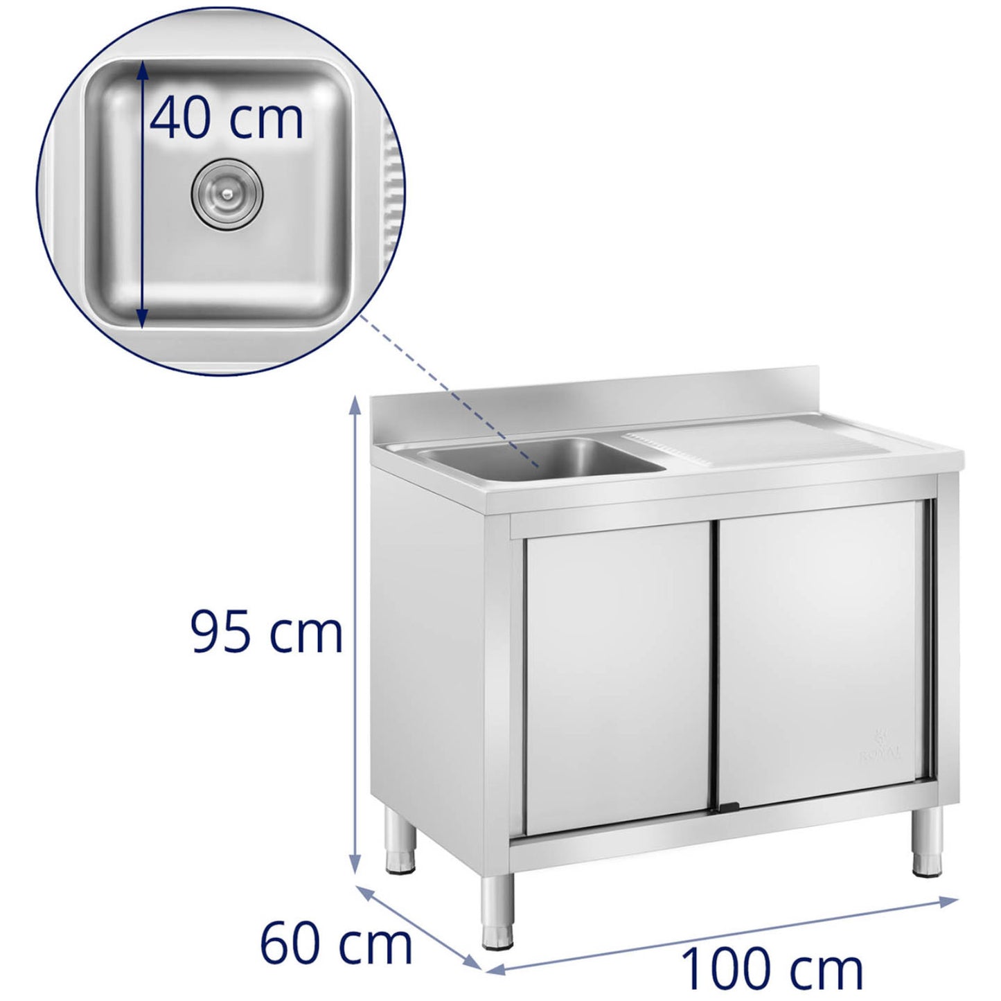 Kitchen & Utility Sinks – Single-bowl catering sink with sliding - Carlat