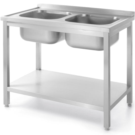 Kitchen & Utility Sinks – Two-bowl basin sink with shelf - Carlat