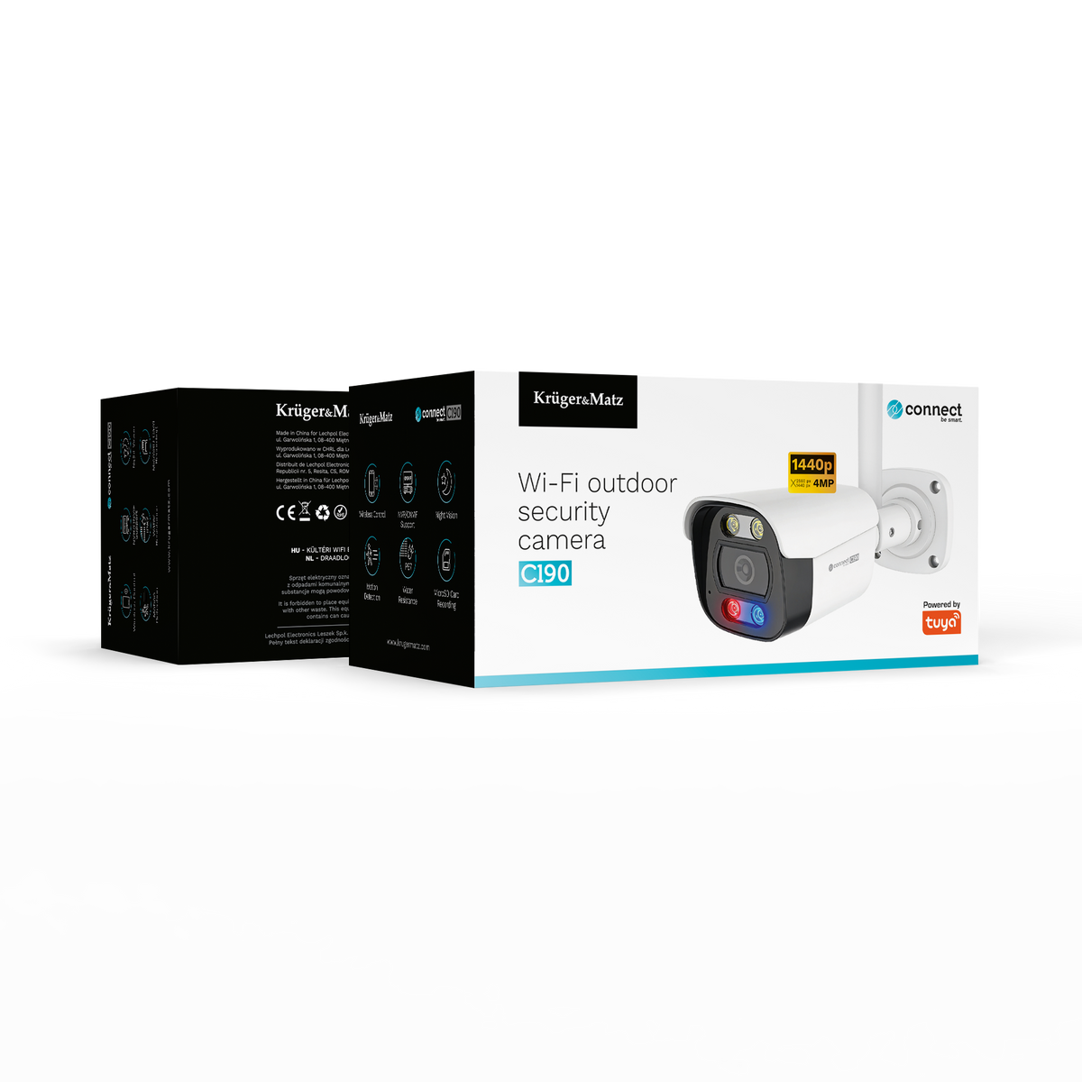Kruger&Matz Connect C190 Outdoor WiFi Camera, 2K, Tuya, Smart Life, ONVIF - Carlat