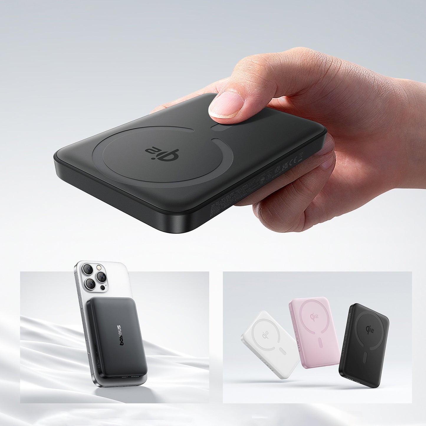 Magnetic power bank 10000mAh 22.5W EnerFill FM12 with USB-C MagSafe Qi2 cable - black - Carlat