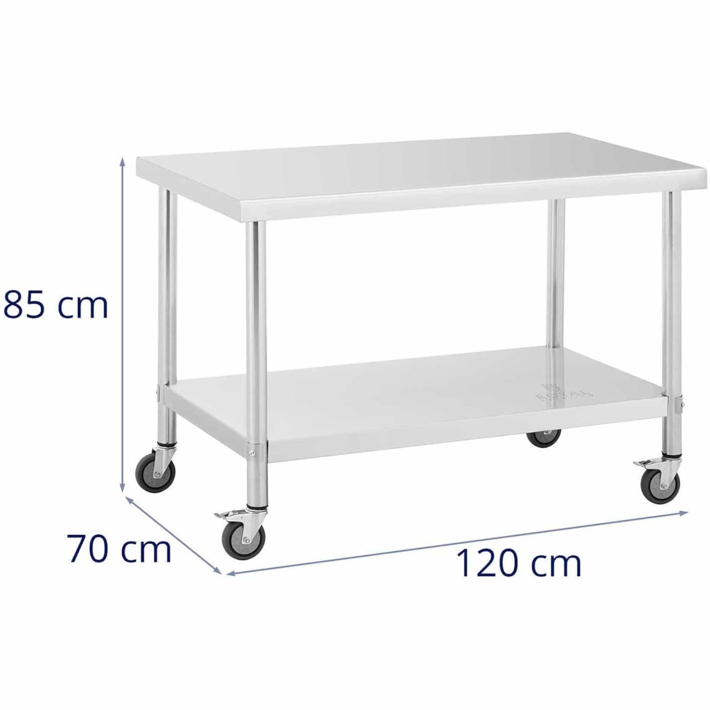 Metal table catering with wheels with shelf STAL 70 x 100 cm - Carlat