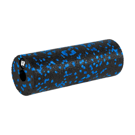 Mini massage roller, smooth foam roller 5x15 cm, black and blue, EPP material, REBEL ACTIVE - Carlat