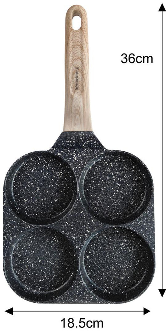 Klausberg Nonstick frying pan, 4 sections, black with a wood-look handle, 36x18.5x2.5 cm, Klausberg, KB-7821