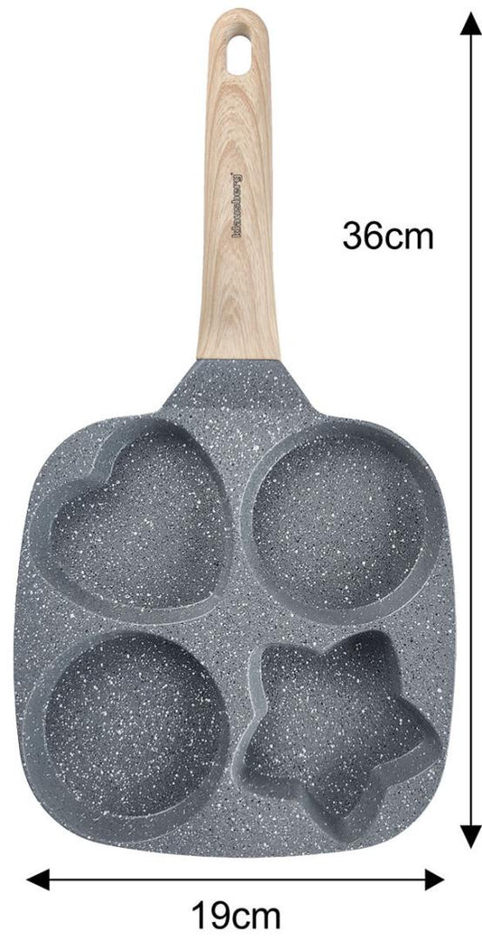 Klausberg Nonstick frying pan, gray with a wood-look handle, 4 sections in different shapes, 36x19x2.3 cm, Klausberg, KB-7808