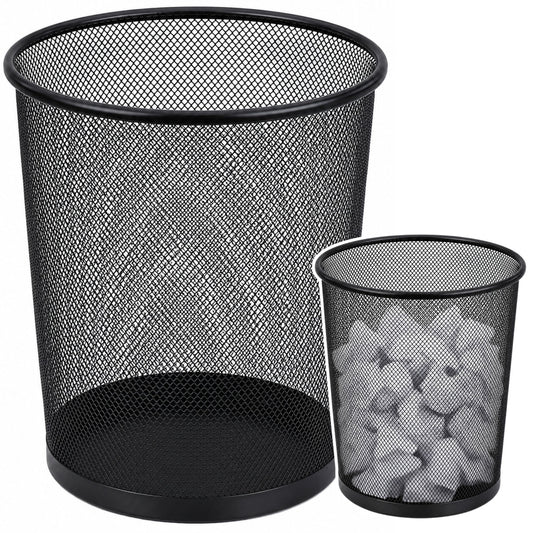 Office – Metal Office Trash Can, Round Mesh, Black, 10 L - Carlat