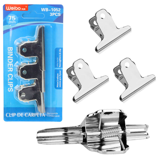 Office Supplies – Set of 3 Metal Paper Clips, 75 mm - Carlat