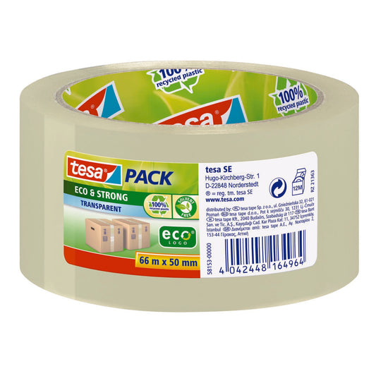 Packaging – Eco Packaging Tape, 66 m x 50 mm, Transparent - Carlat