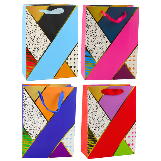 Paper Gift Bag with Geometric Patterns, 23 x 18 x 10.5 cm - Carlat