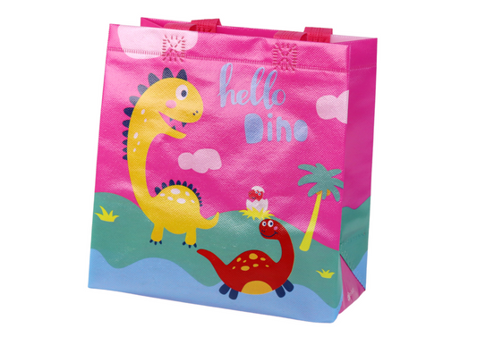 Pink Dinosaur Gift Bag, 23 cm x 21.5 cm x 11 cm - Carlat