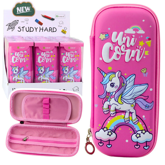 Pink Unicorn Padded School Pencil Case, 22.5 x 10 cm - Carlat