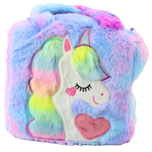 Plush Children's Bag with Unicorn, Adjustable Strap, Colorful, 24x9 cm - Carlat